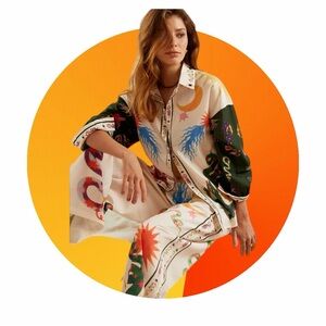 Colorful Women's Printed Shirt and Pants Set